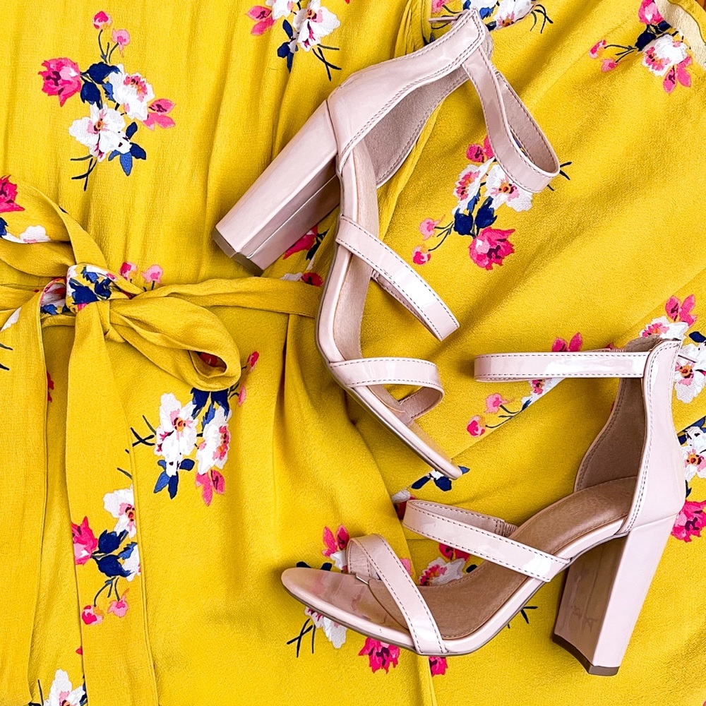 Strappy block heels.